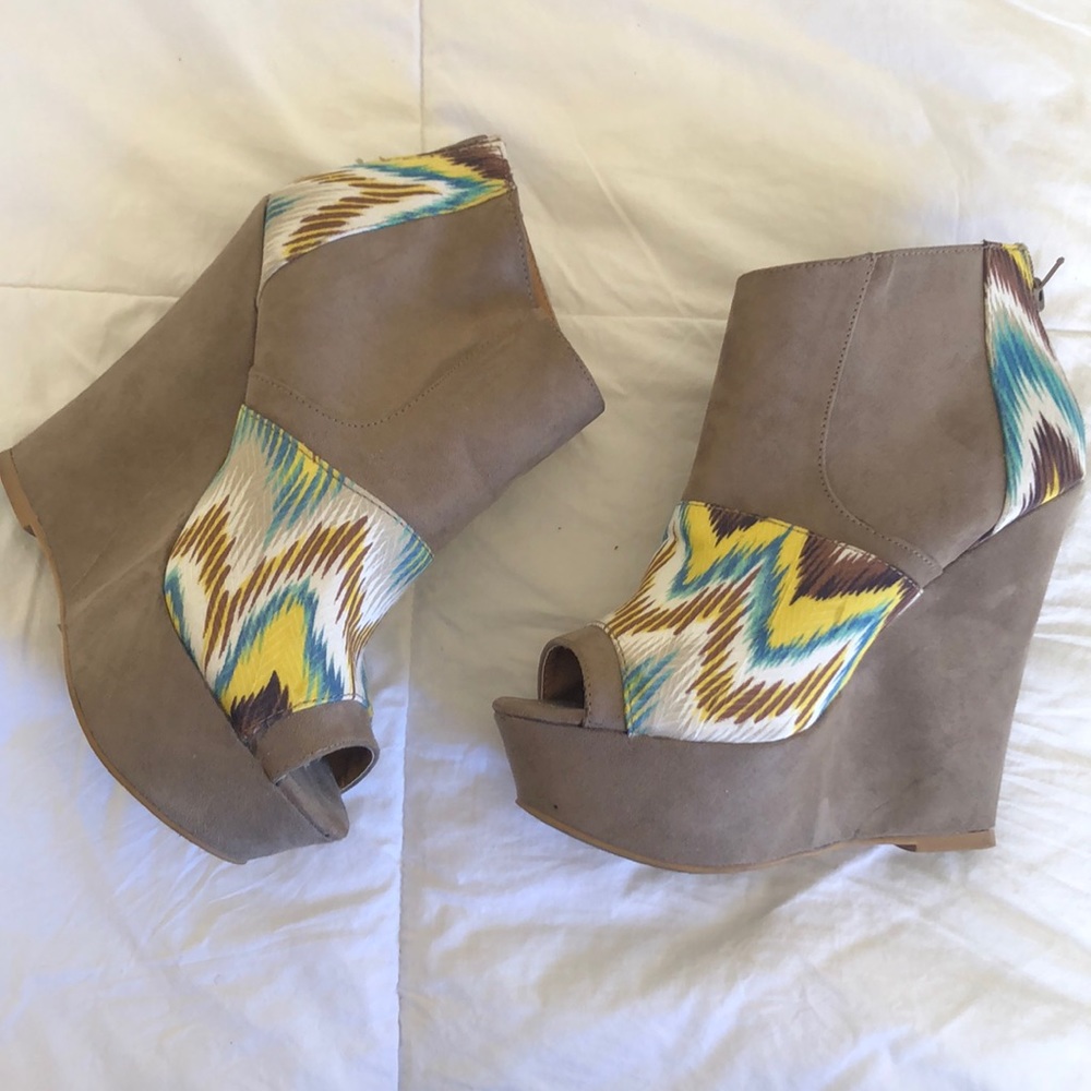 Taupe suede wedges